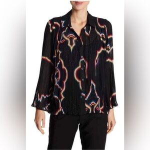 Catherine Catherine Malandrino Pleated Bell Sleeve Shirt. Size M